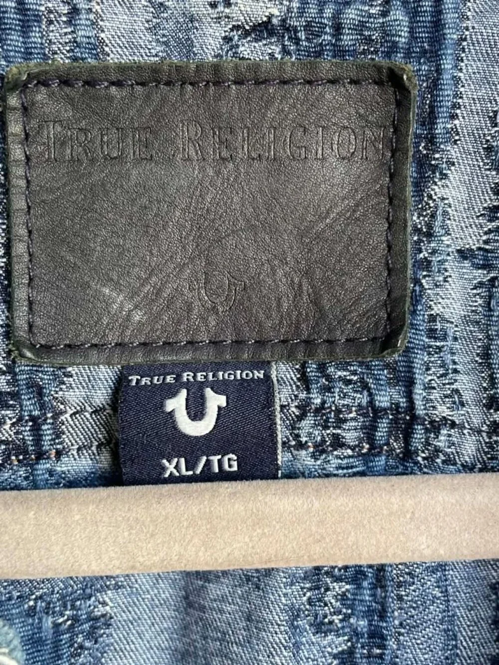 True Religion Danny Distressed Denim Jacket XL Blue Cotton Jean Jacket
